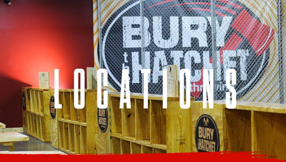 Axe Throwing Locations Header Image. Image of a an empty Bury the hatchet range